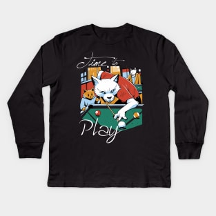 Cat Playing Pool Kids Long Sleeve T-Shirt